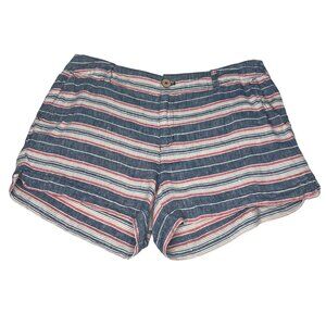 British Khaki Women's Size 12 Striped Linen Shorts Summer Casual Lightweight